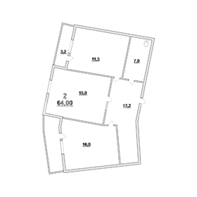 Квартира 64 м², 2-комнатная - изображение 1