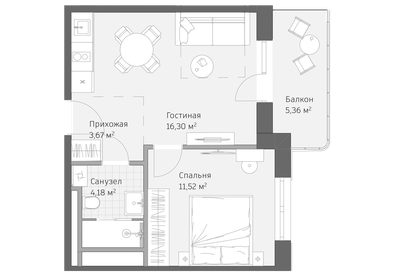 Квартира 41 м², 2-комнатные - изображение 1