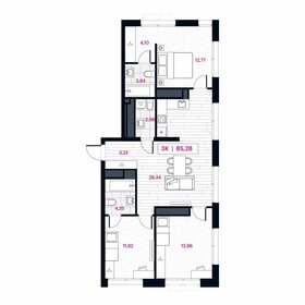 Квартира 85,4 м², 3-комнатная - изображение 1