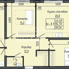 Квартира 89,6 м², 3-комнатная - изображение 2