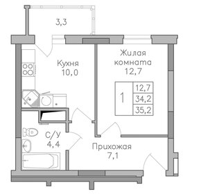 Квартира 35,2 м², 1-комнатная - изображение 1