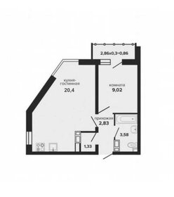 Квартира 38,1 м², 1-комнатная - изображение 1