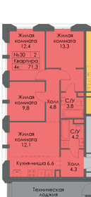 Квартира 71 м², 3-комнатная - изображение 1