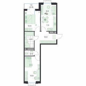 Квартира 64,7 м², 3-комнатная - изображение 1