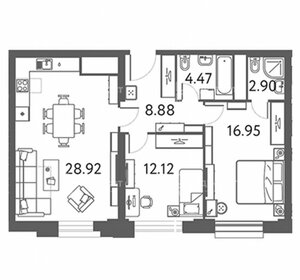 Квартира 74,2 м², 2-комнатная - изображение 1