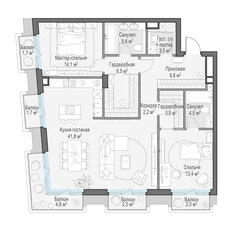 Квартира 111,9 м², 3-комнатная - изображение 2