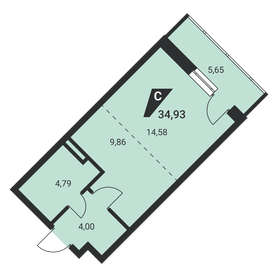 Квартира 34,9 м², студия - изображение 2