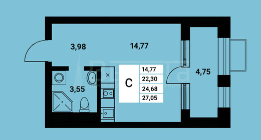 Квартира 27,1 м², студия - изображение 1