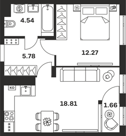 Квартира 43,1 м², 1-комнатная - изображение 1
