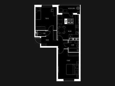 Квартира 66,2 м², 2-комнатная - изображение 1