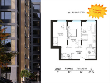 Квартира 65,5 м², 2-комнатная - изображение 1