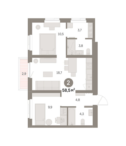 67,5 м², 3-комнатная квартира 6 450 000 ₽ - изображение 37