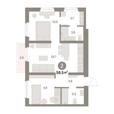 Квартира 58,5 м², 2-комнатная - изображение 3