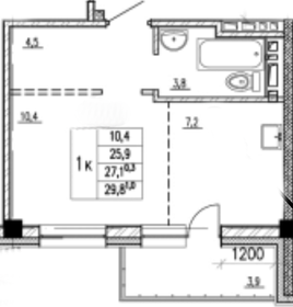 Квартира 29,8 м², 1-комнатная - изображение 1
