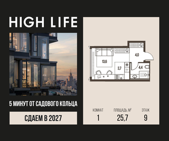 Квартира 25,7 м², 1-комнатная - изображение 1