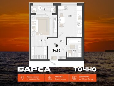 Квартира 34,2 м², 1-комнатная - изображение 1