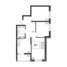 Квартира 56,4 м², 3-комнатная - изображение 2