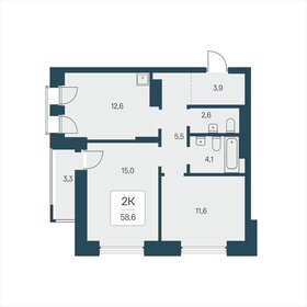 Квартира 58,6 м², 2-комнатная - изображение 1