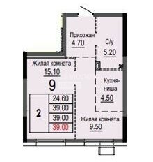 Квартира 39 м², 2-комнатная - изображение 2