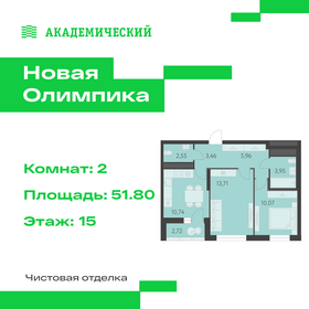 Квартира 51,8 м², 2-комнатная - изображение 1
