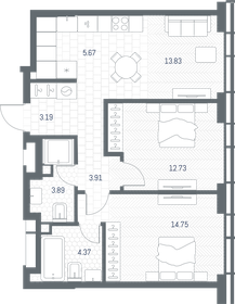 Квартира 62,3 м², 2-комнатная - изображение 2