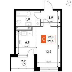 Квартира 29,6 м², 1-комнатная - изображение 2