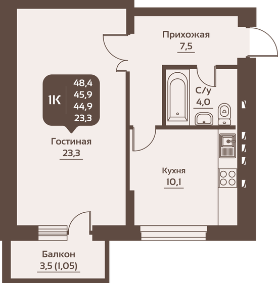 36,6 м², 1-комнатная квартира 5 380 200 ₽ - изображение 14