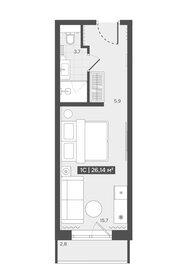 Квартира 26,1 м², 1-комнатные - изображение 1