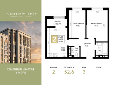 Квартира 52,6 м², 2-комнатная - изображение 1