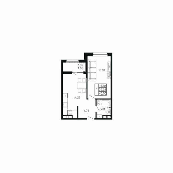 29,1 м², квартира-студия 7 262 500 ₽ - изображение 27