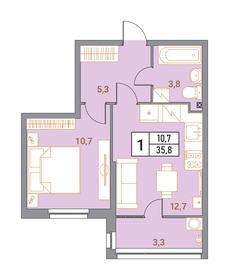Квартира 35,8 м², 1-комнатная - изображение 1
