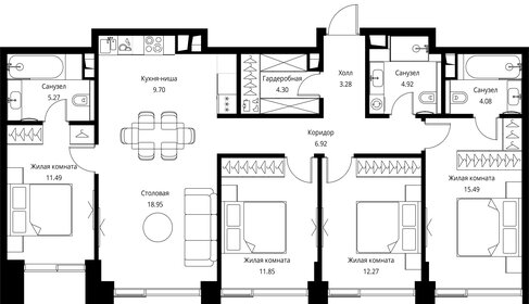 Квартира 108,5 м², 4-комнатная - изображение 2