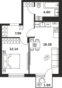 Квартира 45,2 м², 1-комнатная - изображение 1