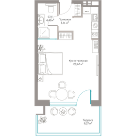 Квартира 45,6 м², студия - изображение 1