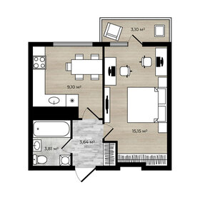 Квартира 32,6 м², 1-комнатная - изображение 1