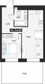 Квартира 54,7 м², 1-комнатная - изображение 1