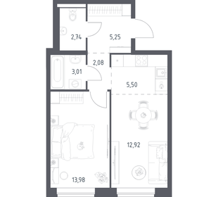 Квартира 45,5 м², 1-комнатная - изображение 1