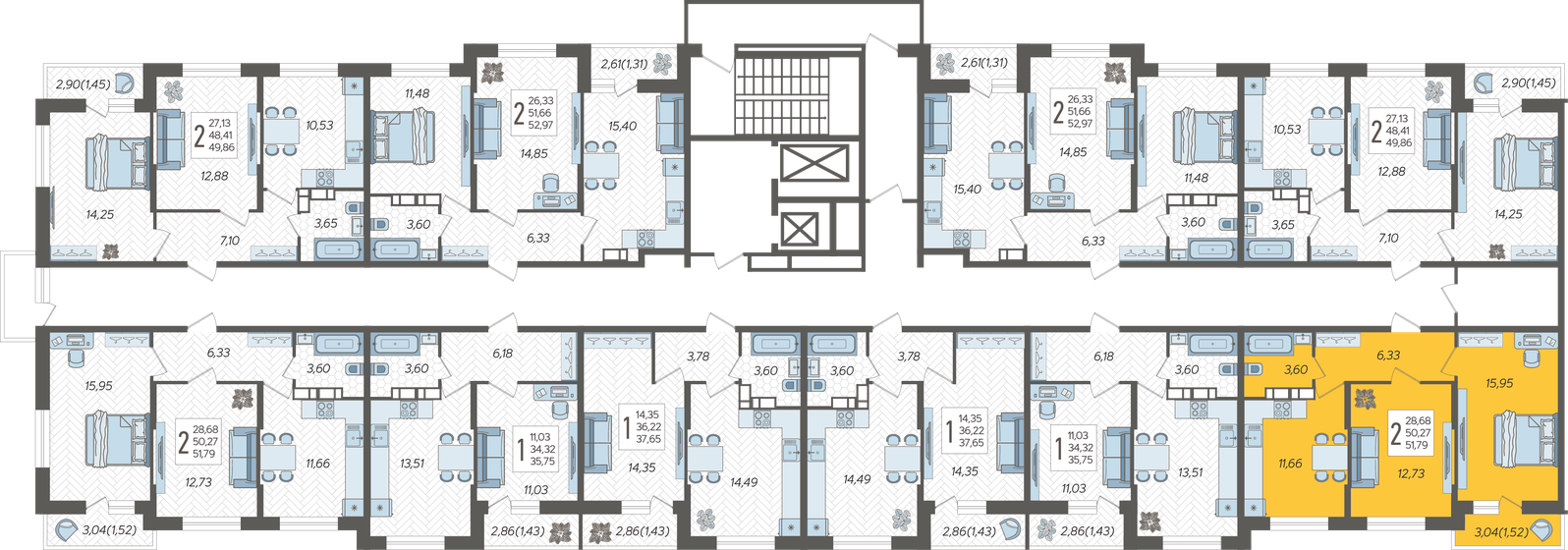 52,1 м², 2-комнатная квартира 5 750 000 ₽ - изображение 74
