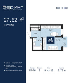 Квартира 27,6 м², студия - изображение 1