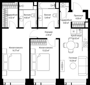 Квартира 68,4 м², 2-комнатная - изображение 2