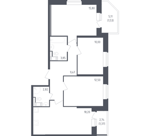 Квартира 75,5 м², 3-комнатная - изображение 1