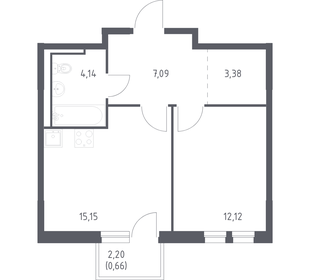 Квартира 42,5 м², 1-комнатная - изображение 1