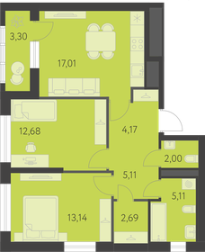 Квартира 63,6 м², 2-комнатная - изображение 1