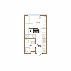 Квартира 22,9 м², студия - изображение 1