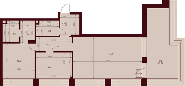 Квартира 77,6 м², 2-комнатная - изображение 1