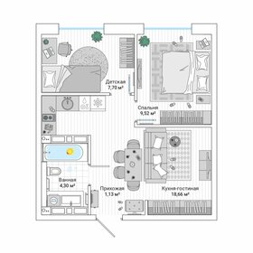 Квартира 42,7 м², 2-комнатная - изображение 1