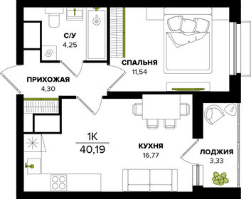 Квартира 40,2 м², 1-комнатная - изображение 1