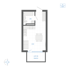 Квартира 26,6 м², студия - изображение 2