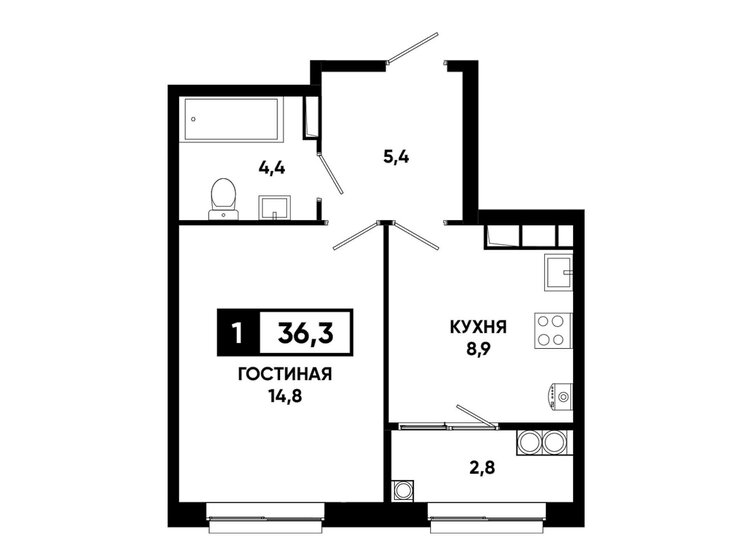 40 м², 1-комнатная квартира 4 500 000 ₽ - изображение 83