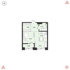 Квартира 38,1 м², 2-комнатная - изображение 3